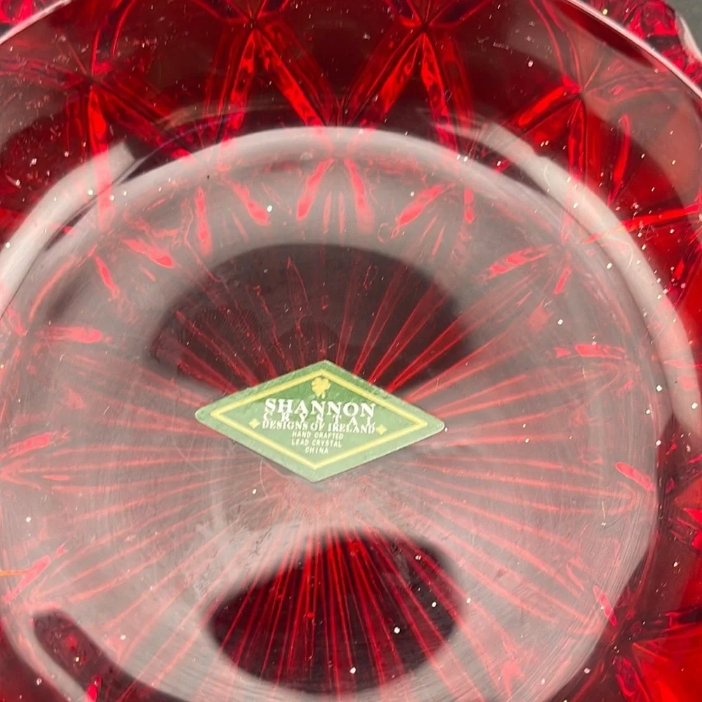 Shannon Crystal Red “Kiss” Shaped Dish